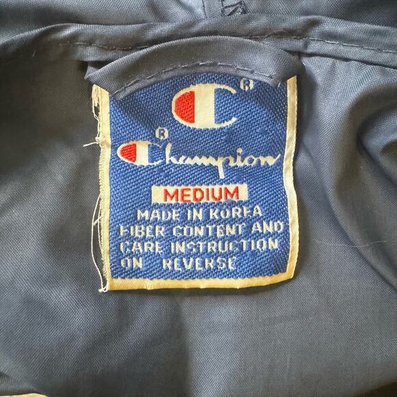 Vintage Navy Blue Champion Size Medium Made in Korea Pullover Windbreaker Jacket - Picture 5 of 6